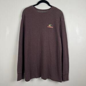 Mossy Oak Thermal Shirt Mens Medium Brown Waffle Knit Long Sleeve Outdoors Tee
